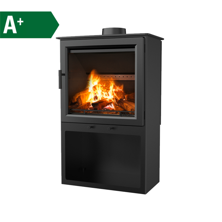 Poêle à bois Oskar 5,1 KW noir avec compartiment à bois