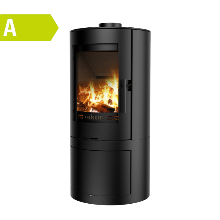Poêle à bois Oskar 4,9 KW noir avec compartiment à bois