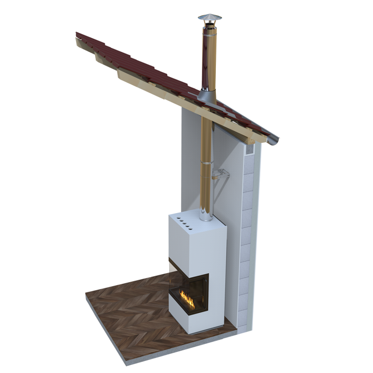 Ø130 Kit conduit de cheminée intérieur en inox à double paroi  